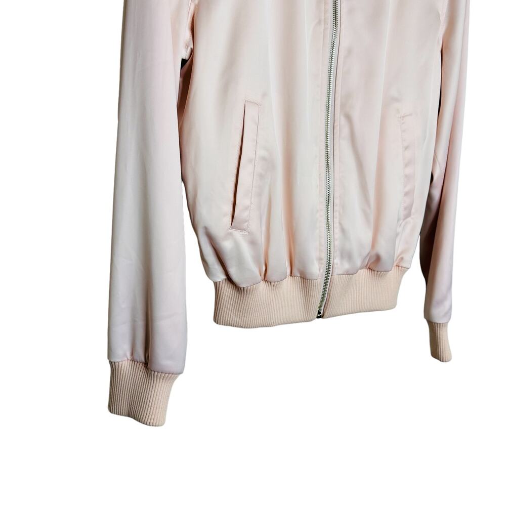 Mistress Rocks Boss Lady Pink Satin Bomber Jacket Size Small - Picture 7 of 14
